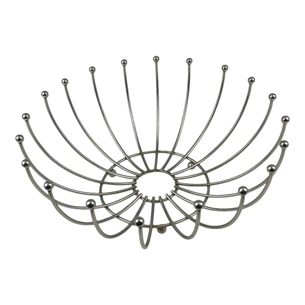 1960s Mid-Century Modern Brutalist Satin Finish Steel Bread or Fruit Basket MCM